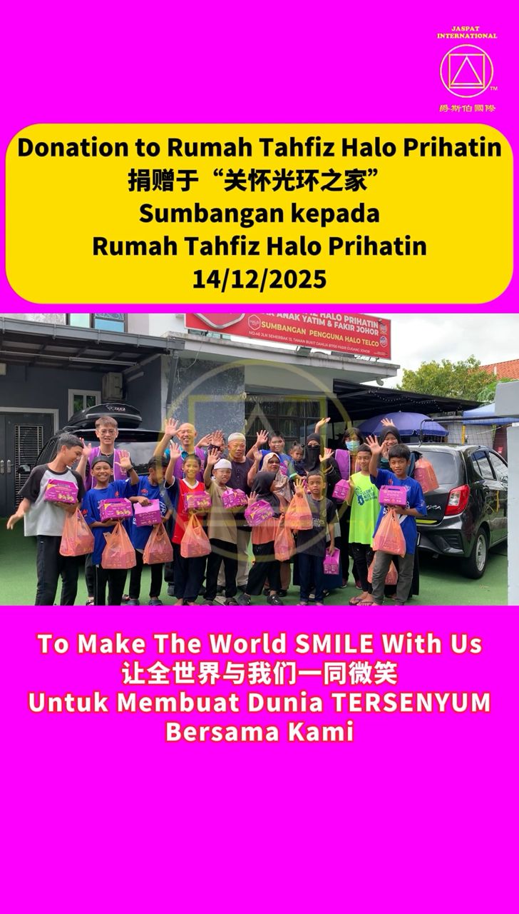 Donation to Rumah Halo Prihatin 15/12/2025<br>                                                                      15/12/2025 (Monday)We visited an orphanage in Johor run by a kind-hearted Malay couple<br> —Rumah Halo Prihatin 🤍<br>They receive no government subsidies. The husband works full-time caring for the children’s daily needs, while the wife serves as the Director and takes on part-time jobs to support expenses.<br>Most of the children were abandoned by their parents, or have lost loved ones and had nowhere else to go. The Director herself has six children, yet she treats every child equally. When finances are tight, even a “proper meal” means each child can only have a small portion.<br>This time, we donated RM500 to the children and distributed EggNot Golden Noodles, hoping to bring them warmth and nourishment.<br>At the scene, Uncle Kadir shared how JASPAT International supported him during the lowest point of his life —<br>without discrimination of race or religion, and even providing long-term assistance for his daughter’s weekly medical expenses 🙏🏻<br>As he spoke, Uncle was choked with emotion and shed tears 🥹<br>Kindness does not need to be grand, <br>but it must be sincere. <br>Grateful 🙏🏻 Grateful 💞 Forever grateful 😇
